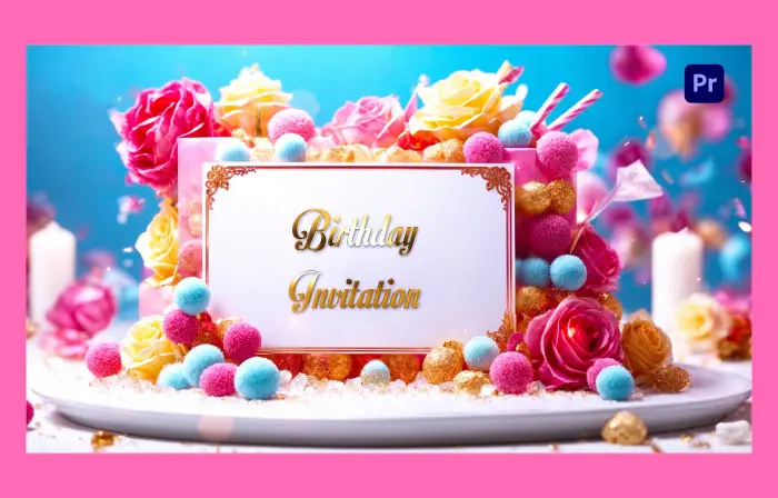 Vibrant 3D Design Birthday Party Invitation Video Display